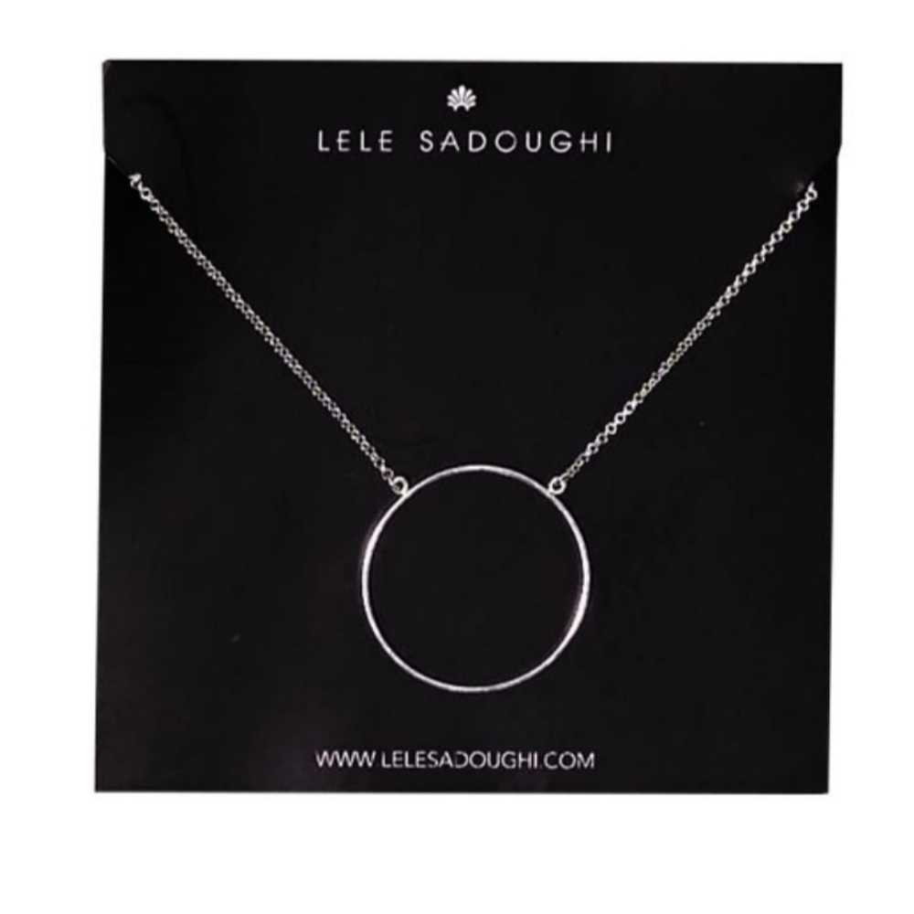 Lele Sadoughi Silver Circle Necklace